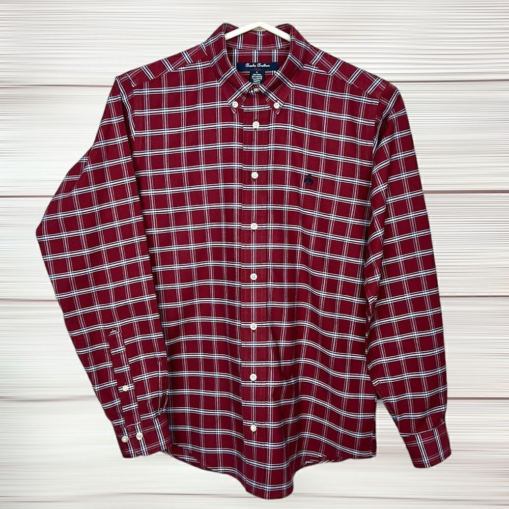 NWOT Boy’s Brooks Brothers Fleece Plaid Cotton Long Sleeve Button Down Shirt L
